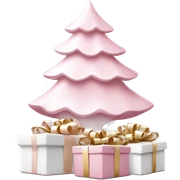 Light pink Christmas gifts under a white Christmas tree  sticker