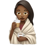 girl inside a blanket sipping coffee eyes closed sticker