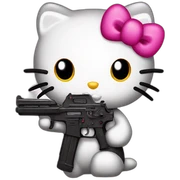 hello kitty with a gun sticker