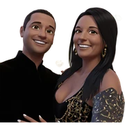 smiling couple with jewelry sticker