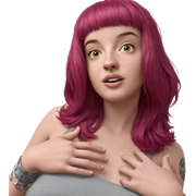 realistic portrait of pink-haired girl sticker