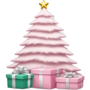 Light pink Christmas gifts under a white Christmas tree  sticker