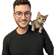 happy boy with cat sticker