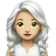 small girl with white hair , green eyes sticker