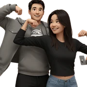 smiling couple with casual style sticker
