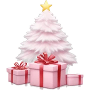 Light pink Christmas gifts under a white Christmas tree  sticker