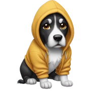 Dog wearing a hoodie sticker