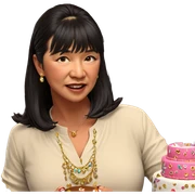 girl with cake and jewelry sticker