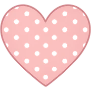 heart with a pink polka dot pattern, clean digital illustration, no background sticker