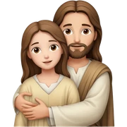 Jesus hugs a girl sticker
