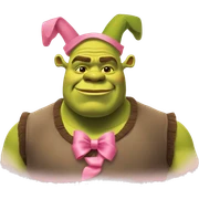 Shrek with pink bow on head sticker