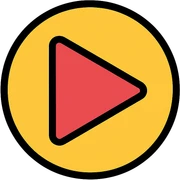 colored play button icon sticker