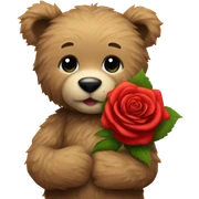 Teddy bear holding a red rose sticker