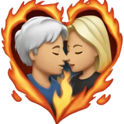 couple kissing and heart on fire sticker