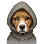 Dog wearing hoodie sticker