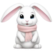 white bunny with pale pink scarf sticker