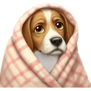 really sad dog in blanket  sticker