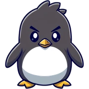 angry penguin cartoonish sticker sticker