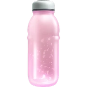 Pastel Pink Water Bottle "A pastel pink water bottle with glowing liquid inside, sparkling accents on the lid, and a faint shimmering light trailing from its base." sticker