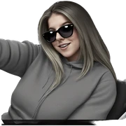girl in car with sunglasses sticker