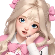 girl with pen and bow sticker