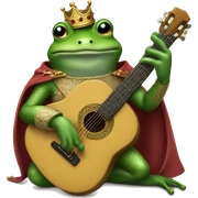 A medieval anthropomorphic frog playing a guitar and dressed as a prince sticker