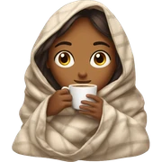 girl inside a blanket sipping coffee eyes closed sticker