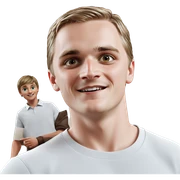 smiling boy in white shirt sticker