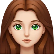 Girl long brown hair green eyes sticker