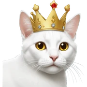 White cat wearing a crown  sticker