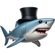 Shark with a top hat sticker