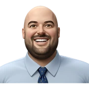 bald boy smiling in shirt sticker