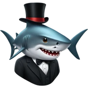 Shark with a top hat sticker