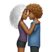 curly girl kissing straight hair boy sticker