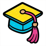 black graduation cap with rose gold tassel, feminine style, glitter accents sticker