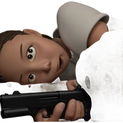 boy with gun in hand sticker