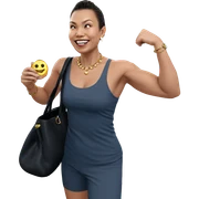 smiling indoors with jewelry sticker