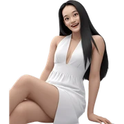 smiling girl in white dress sticker