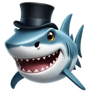 Shark with a top hat sticker