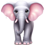 Elephant "A pastel pink elephant with glowing tusks, sparkling star patterns on its ears, and a soft, magical light aura around its body." sticker