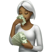 girl kissing stack of money  sticker