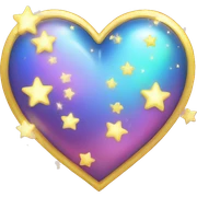 Iridescent heart with twinkle stars sticker