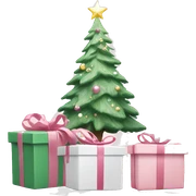 Light pink Christmas gifts under a white Christmas tree  sticker