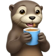Otter drinking tea and eating peanut butter sandwich sticker