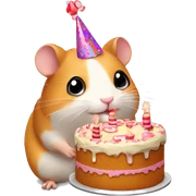 Hamster with a birthday cake  sticker