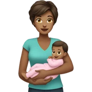Brunette short hair mother holding baby girl sticker
