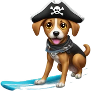 One eye pirate dog surfing sticker