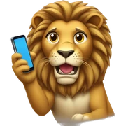 Lion with cell phone sticker
