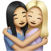 Person with blond hair who is hugging a Asian girl with black hair sticker