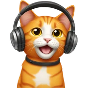 An orange cat wearing headphones sticker